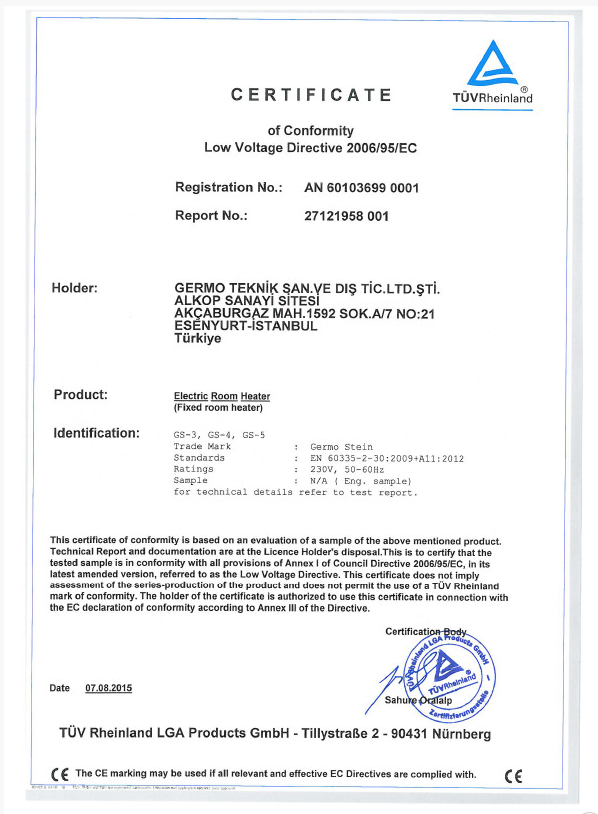 TÜV Rheinland Sertifikası